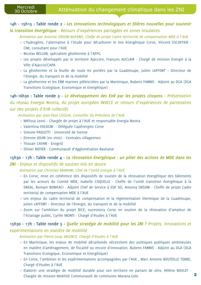 Le colloque Energ’isule les 30 et 31 octobre