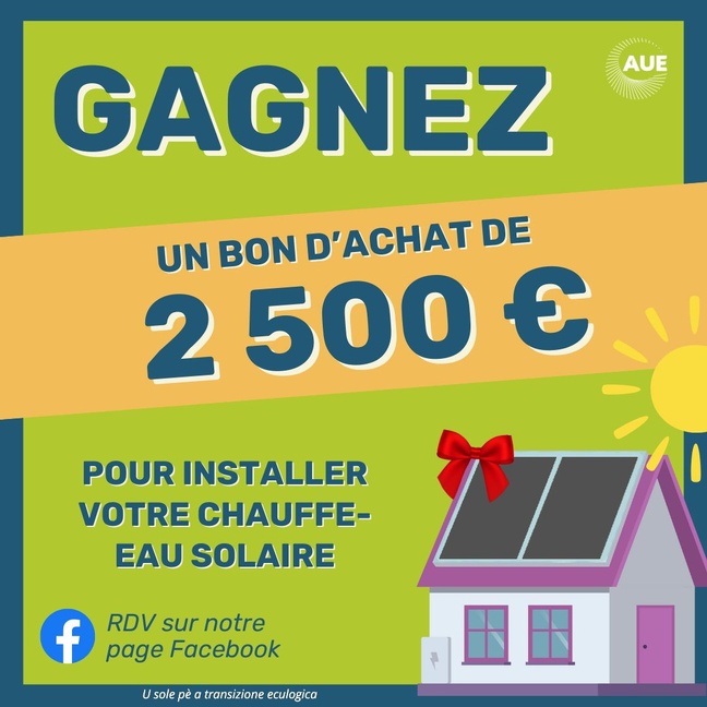 Cuncorsu : gagnez votre chauffe-eau solaire sur notre page Facebook ! Cuncorsu : gagnez votre chauffe-eau solaire sur notre page Facebook !